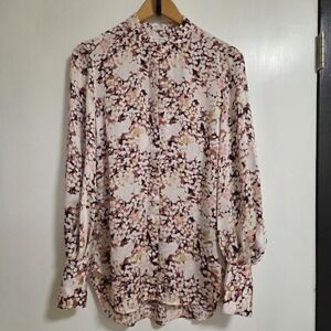 Equipment Women's Boleyn Pink Multicolor Floral Abstract Button‎ down Blouse XS
